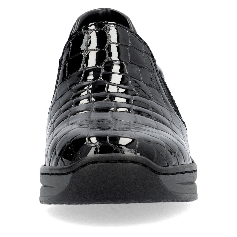 Rieker 48752-00 Black Patent Croc Slip On Shoes