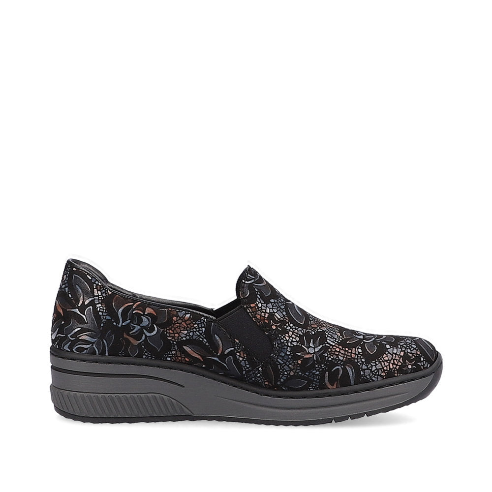 Rieker 48752-90 Black Combi Metallic Slip On Shoes