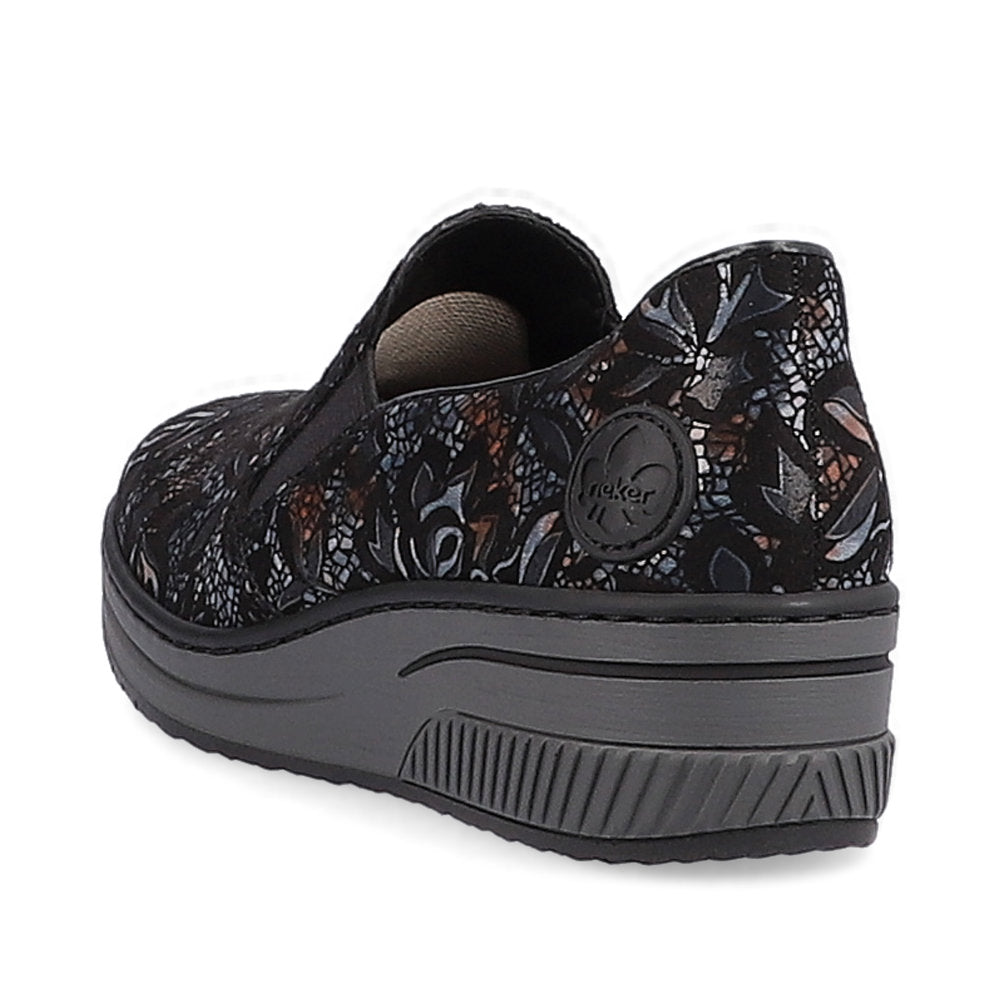 Rieker 48752-90 Black Combi Metallic Slip On Shoes