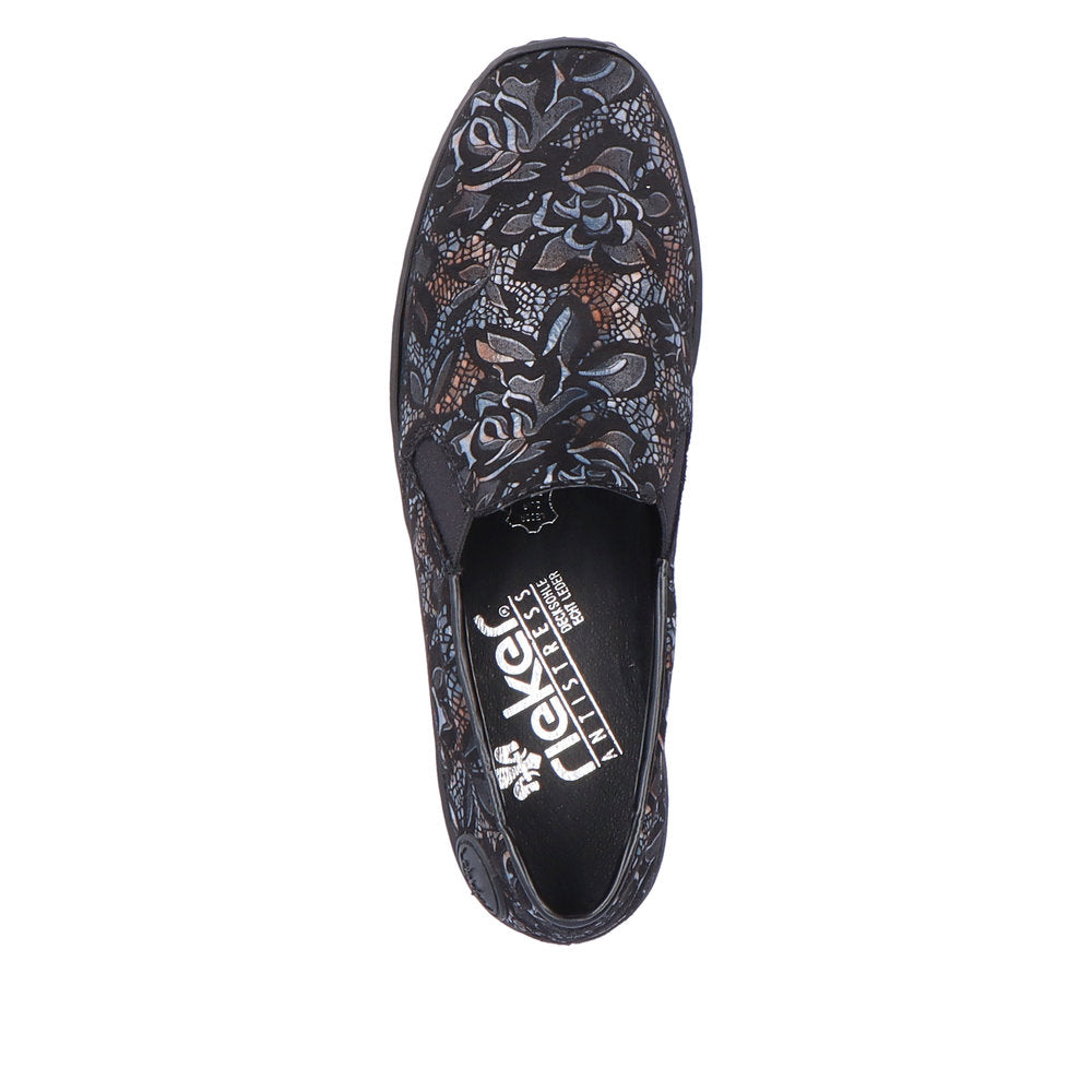 Rieker 48752-90 Black Combi Metallic Slip On Shoes