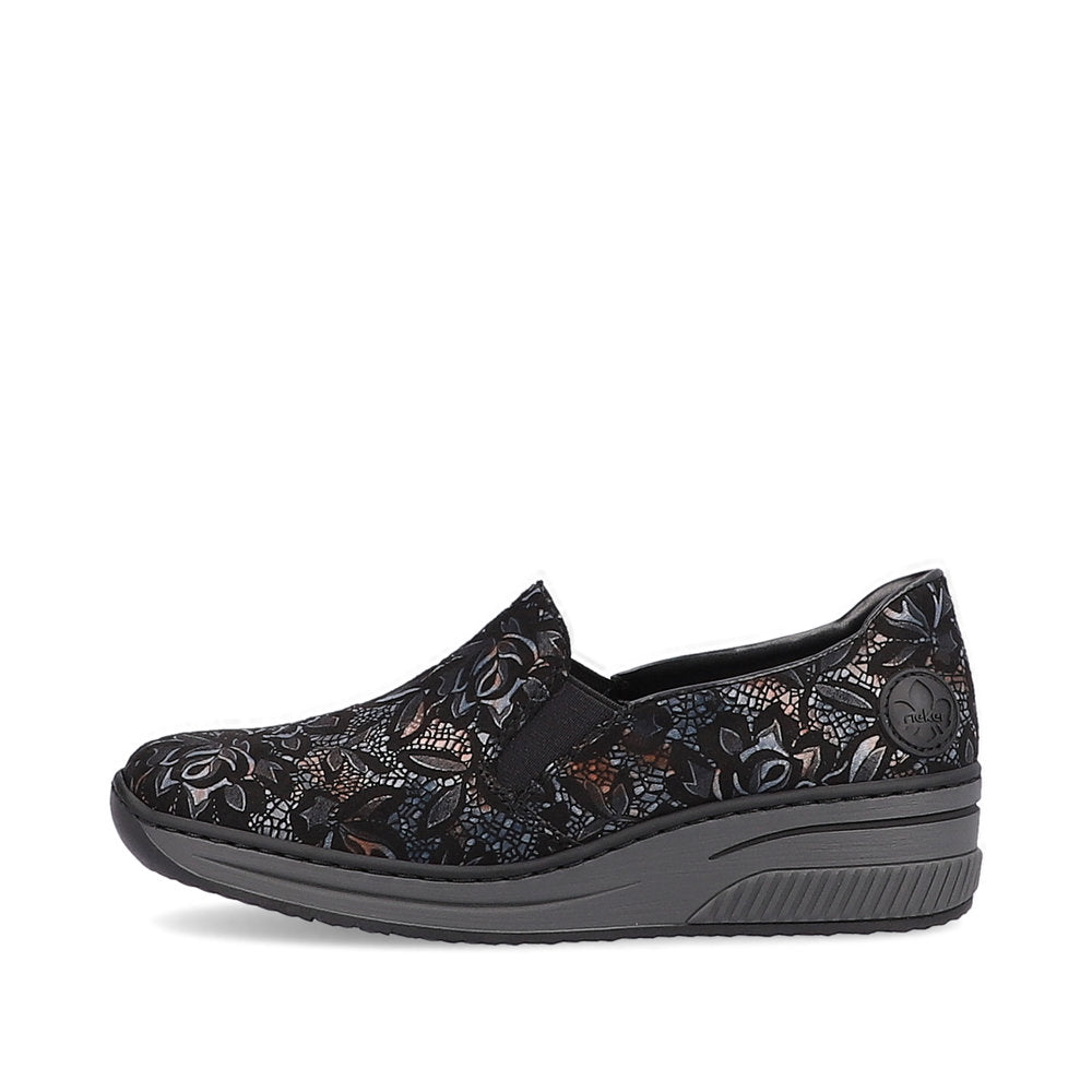 Rieker 48752-90 Black Combi Metallic Slip On Shoes