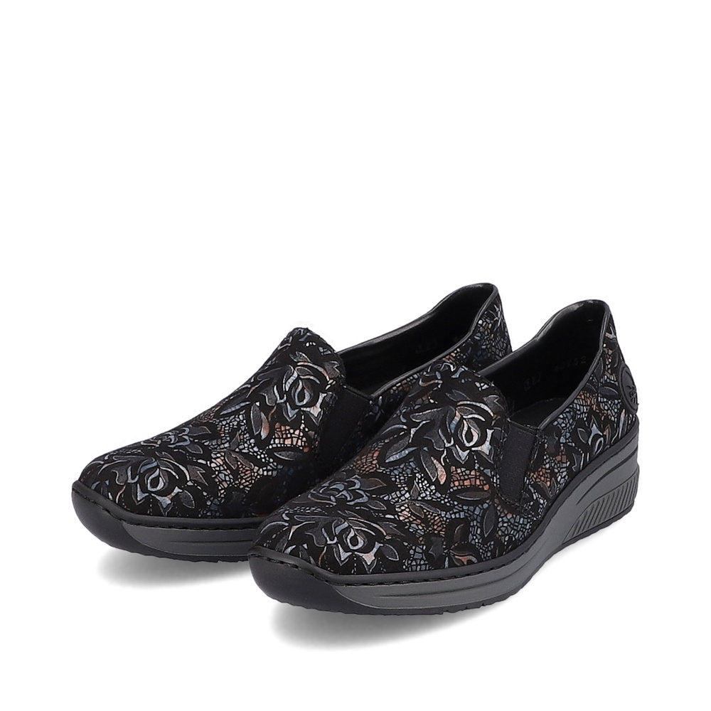 Rieker 48752-90 Black Combi Metallic Slip On Shoes