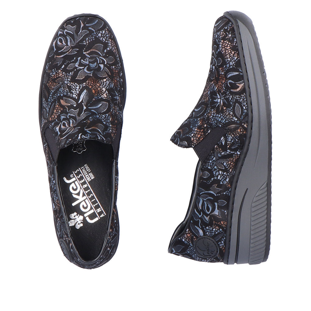 Rieker 48752-90 Black Combi Metallic Slip On Shoes