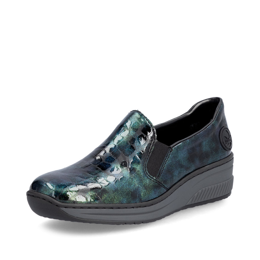 Rieker 48752-92 Blue/Green Multi Slip On Shoes