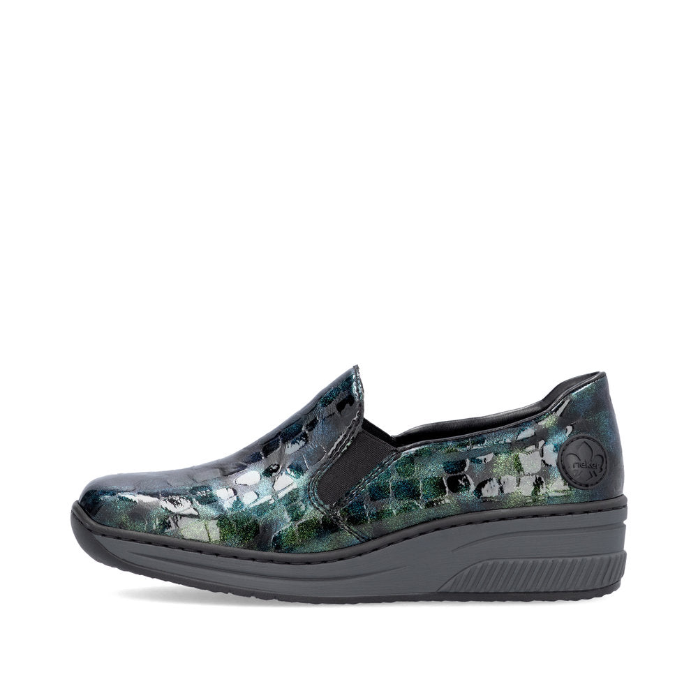 Rieker 48752-92 Blue/Green Multi Slip On Shoes