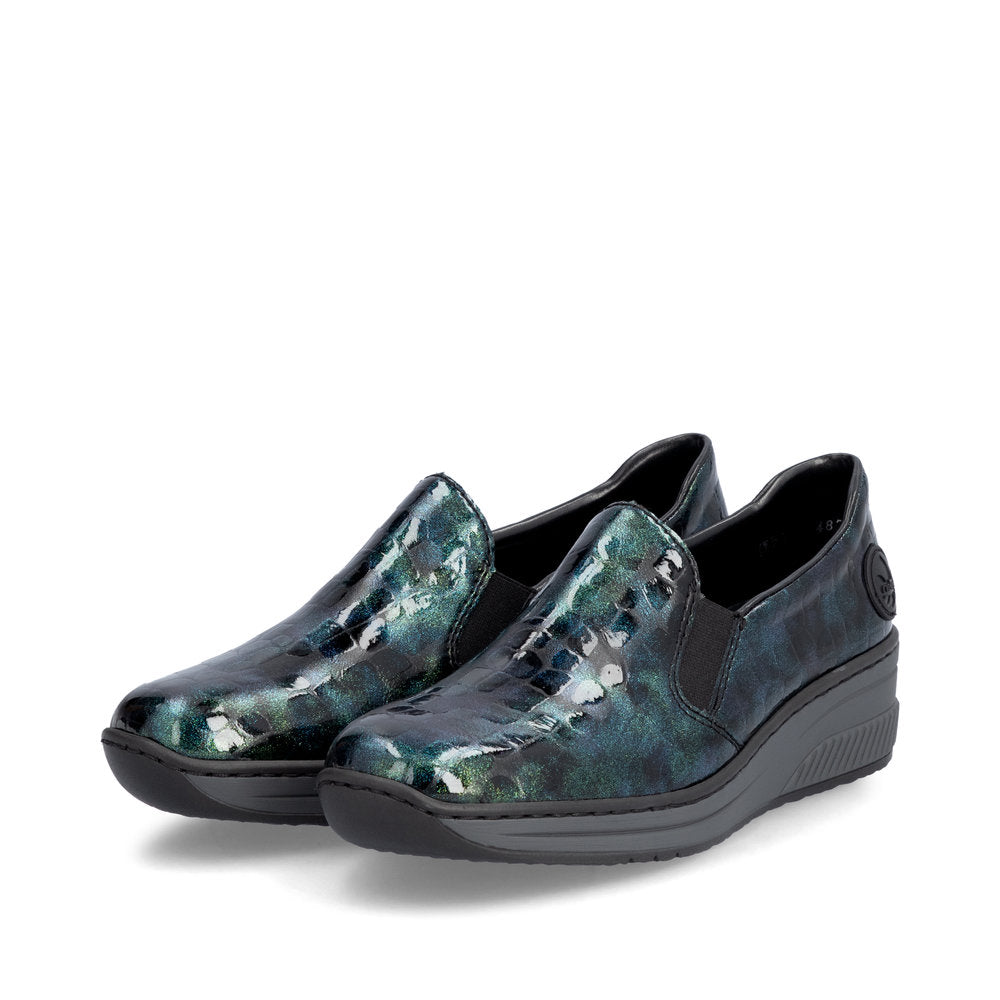 Rieker 48752-92 Blue/Green Multi Slip On Shoes