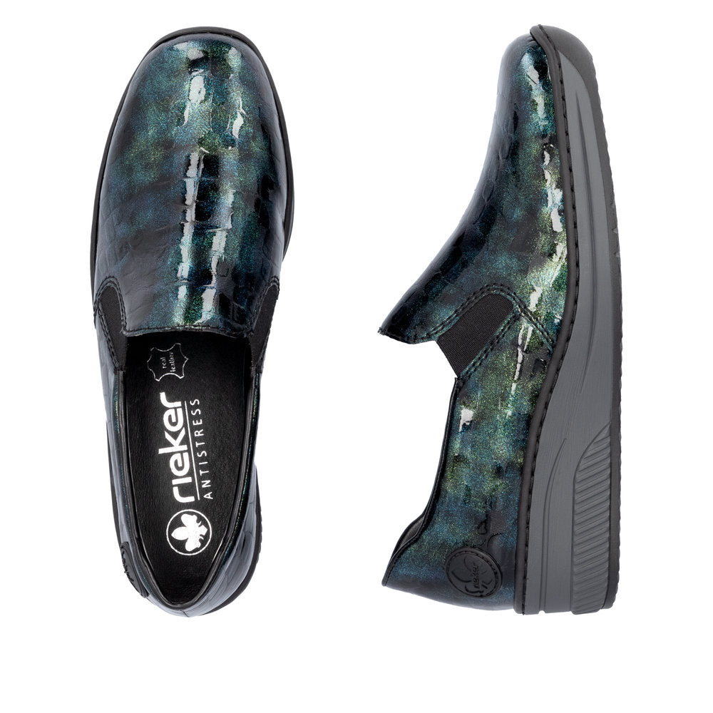 Rieker 48752-92 Blue/Green Multi Slip On Shoes