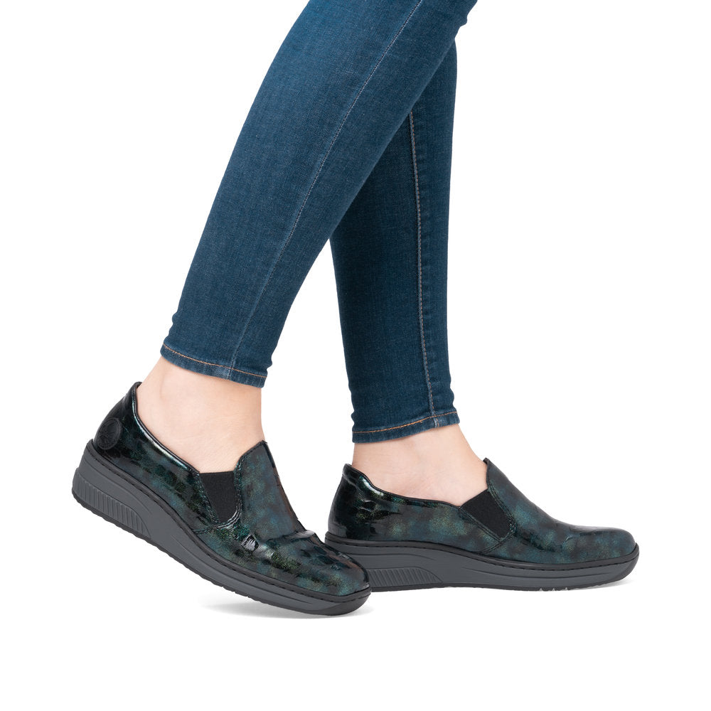 Rieker 48752-92 Blue/Green Multi Slip On Shoes