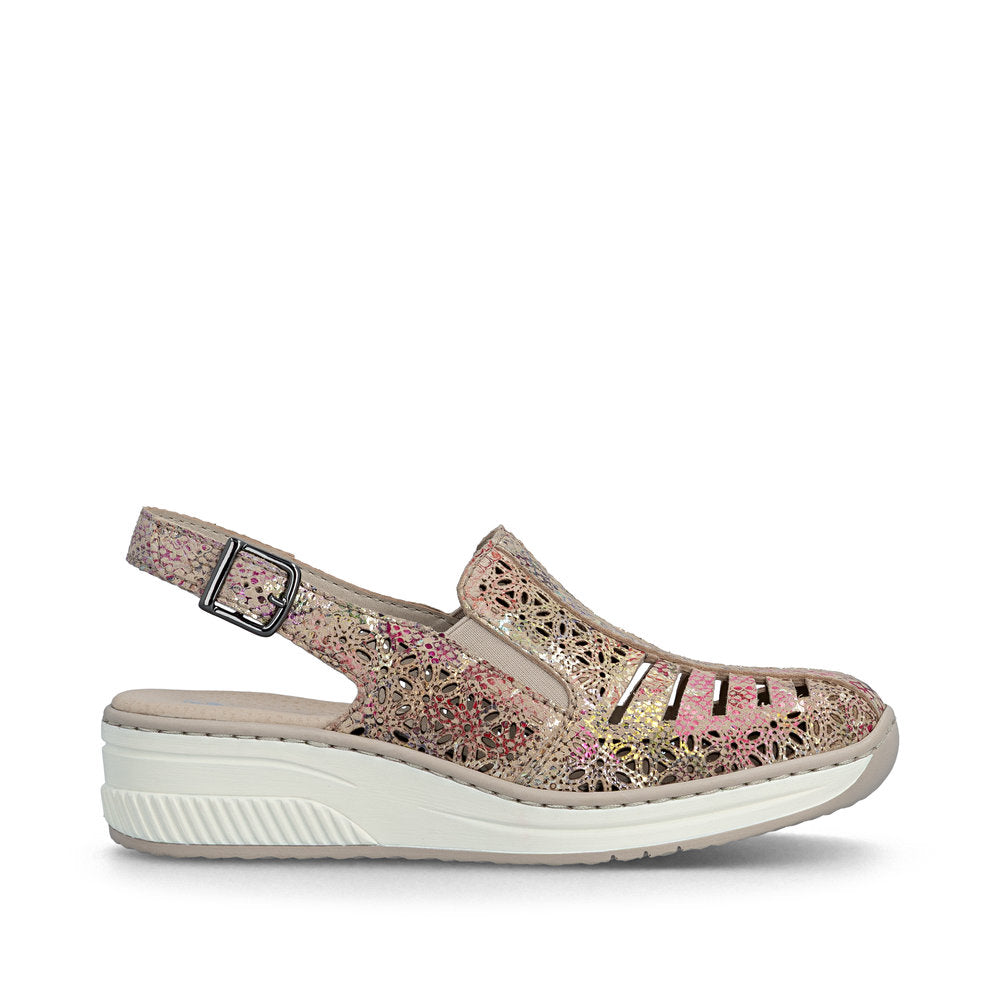 Rieker 48763-90 Beige Multi E Fit Slingback Shoes