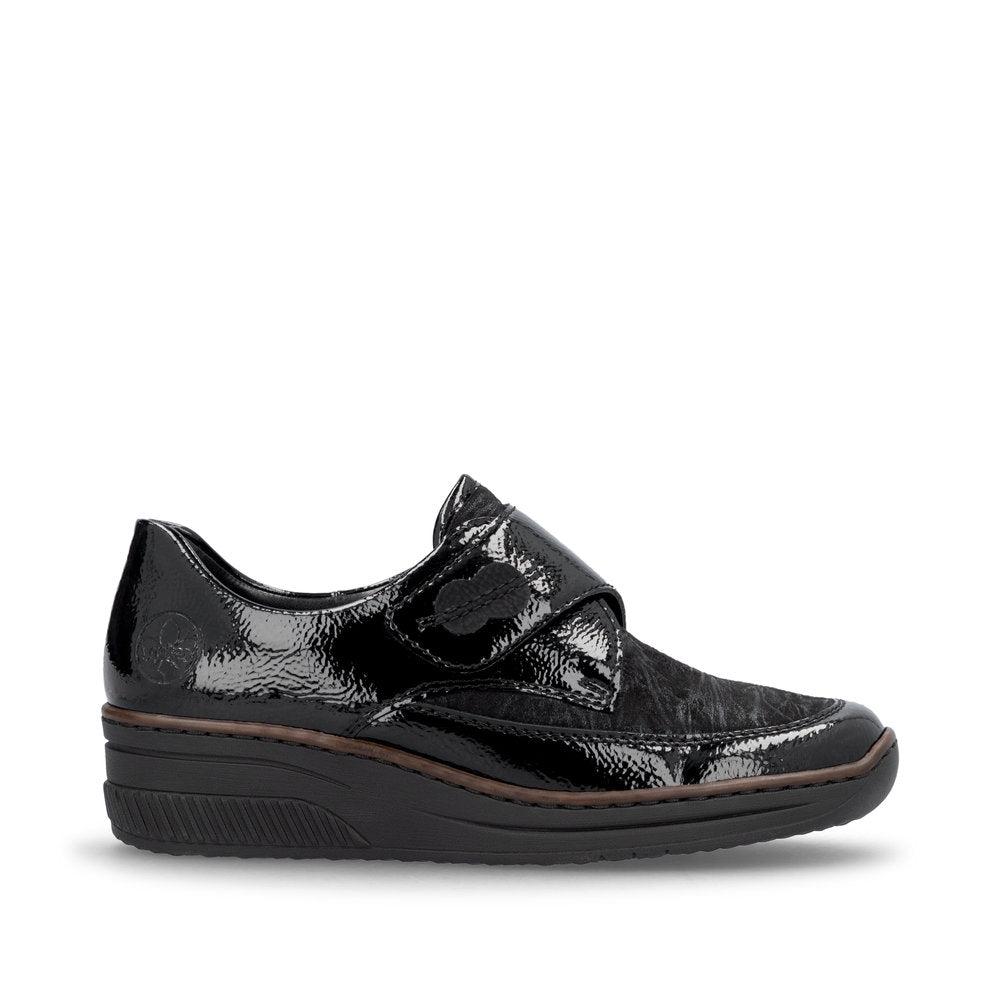 Rieker 487C0-00 Black Velcro Shoes