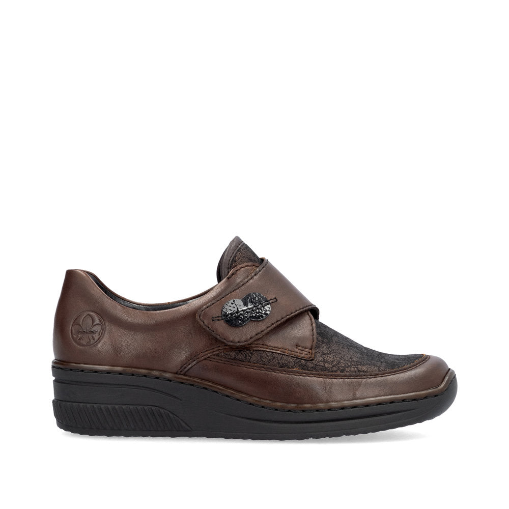 Rieker 487C0-25 Brown Velcro Shoes