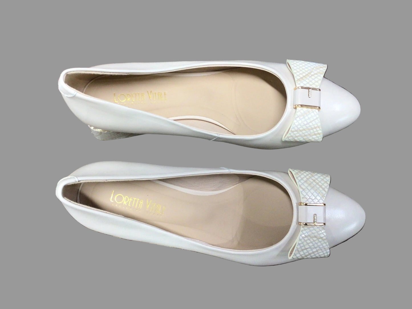 Loretta Vitale C3809 Beige Slip On Heels with Bow