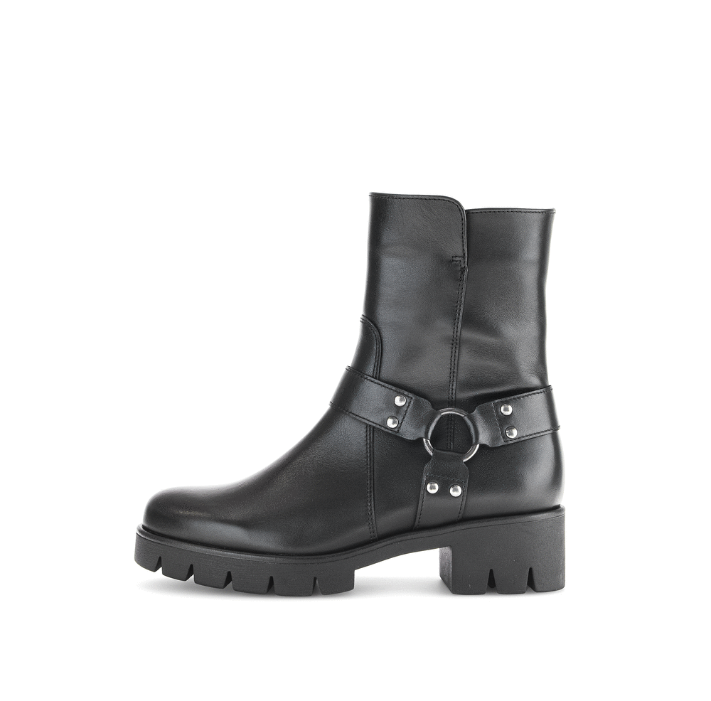 Gabor 51.713.27 Black Boots with Side Ring & Studs