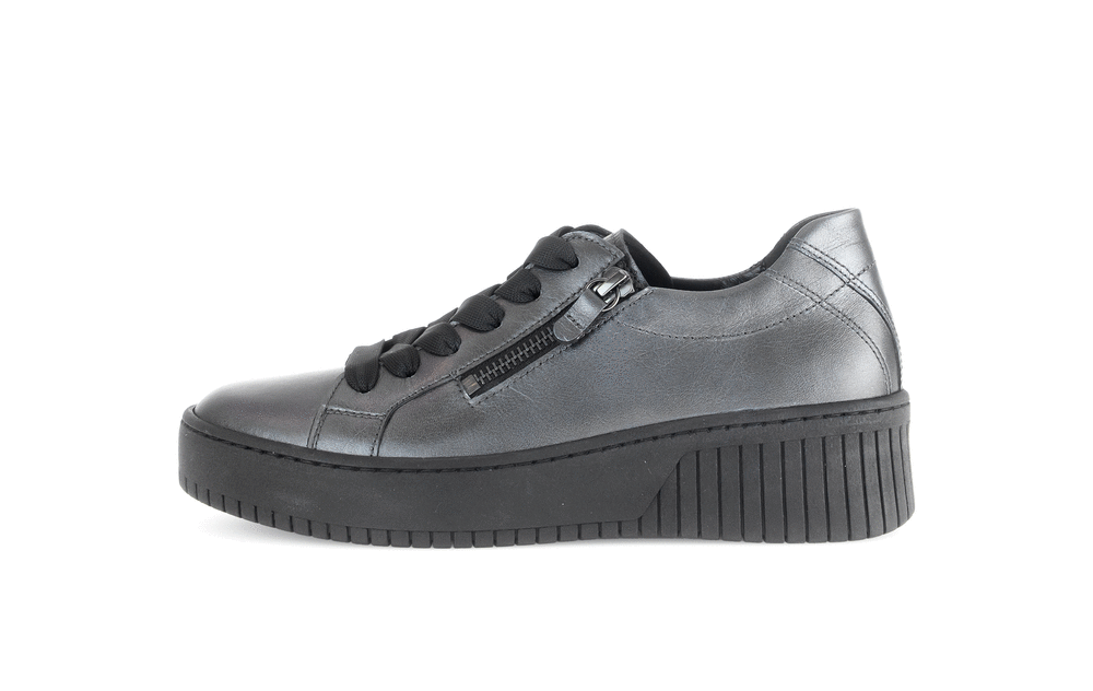 Gabor 53.230.69 Antique Silver Trainers with Zip & Laces & Black Sole