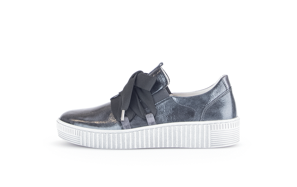 Gabor 53.333.99 Anthracite Dark Grey Patent Slip On Elastic Trainers