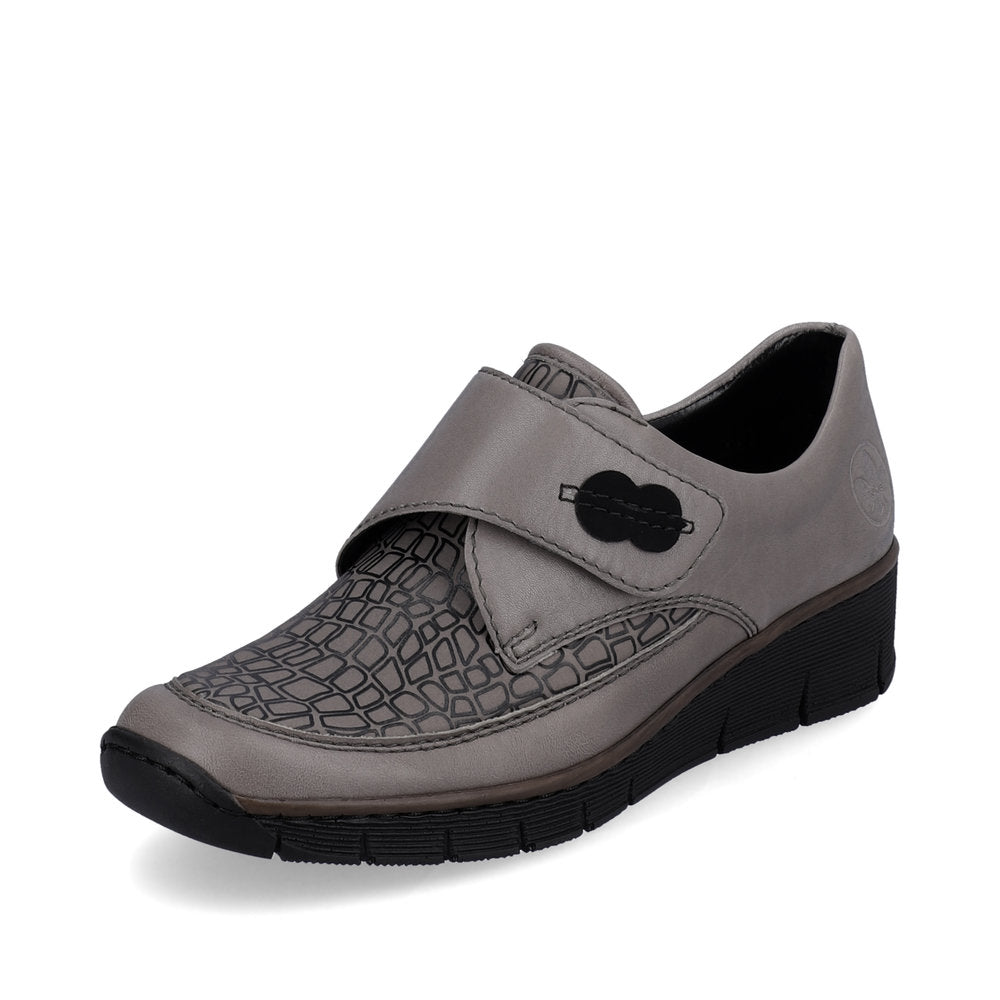 Rieker 537C0-42 Light Grey Velcro Shoes