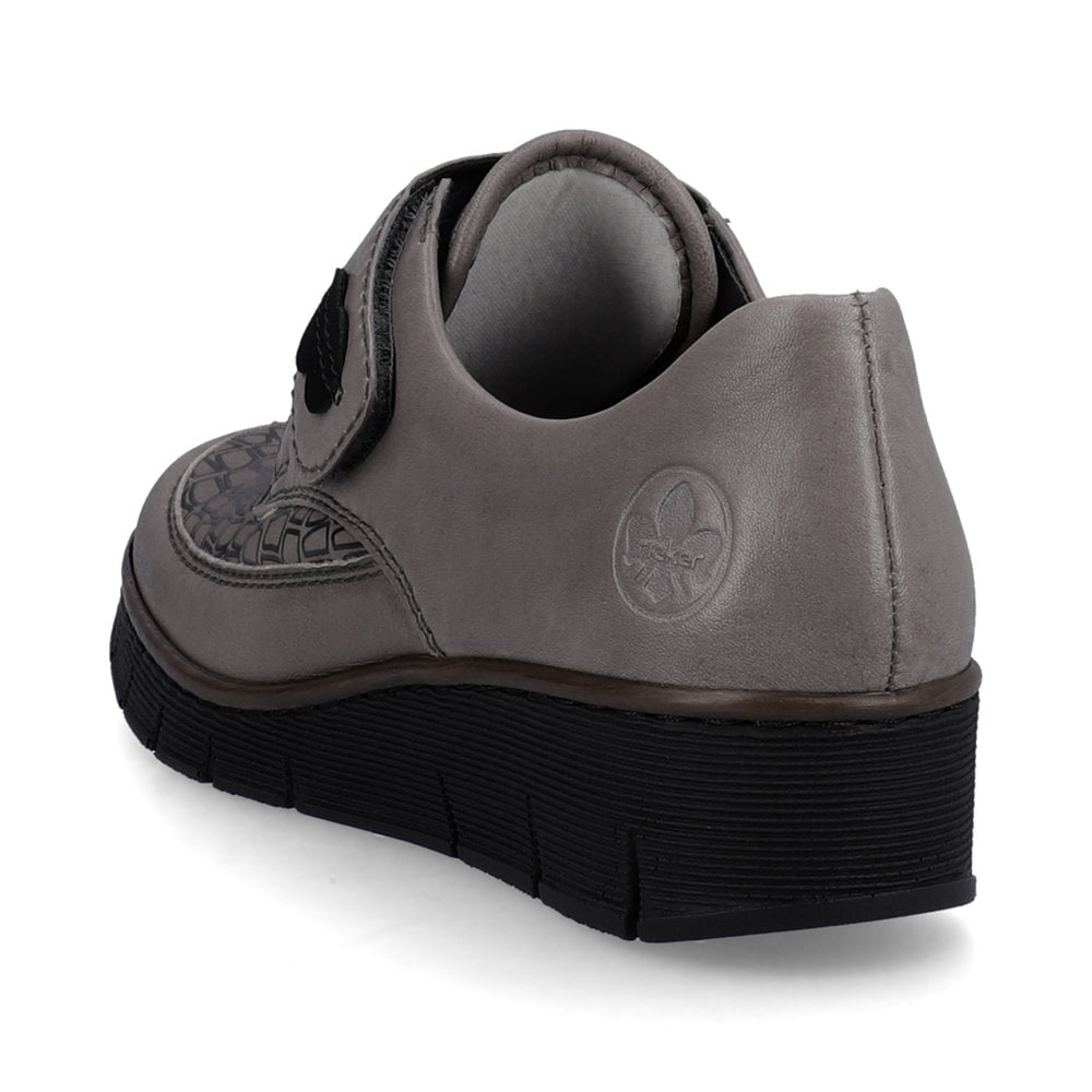 Rieker 537C0-42 Light Grey Velcro Shoes