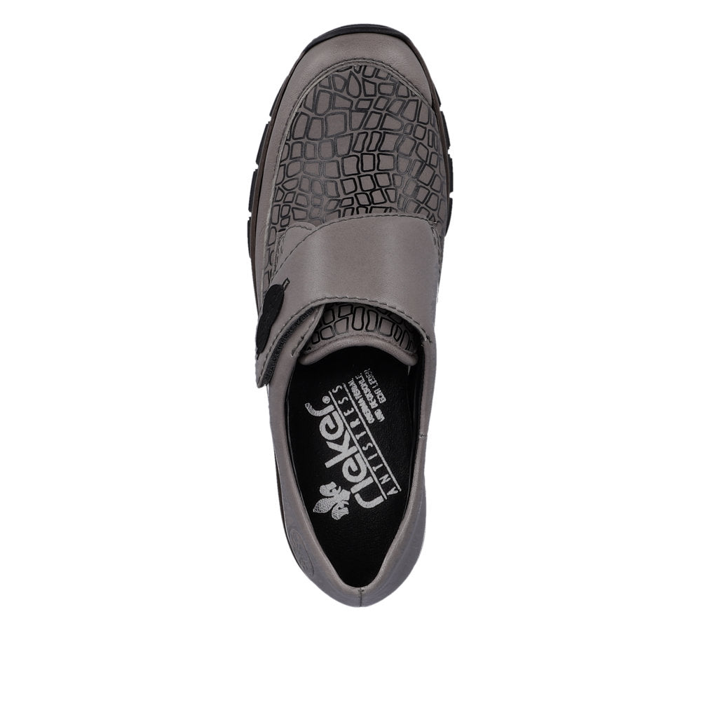 Rieker 537C0-42 Light Grey Velcro Shoes