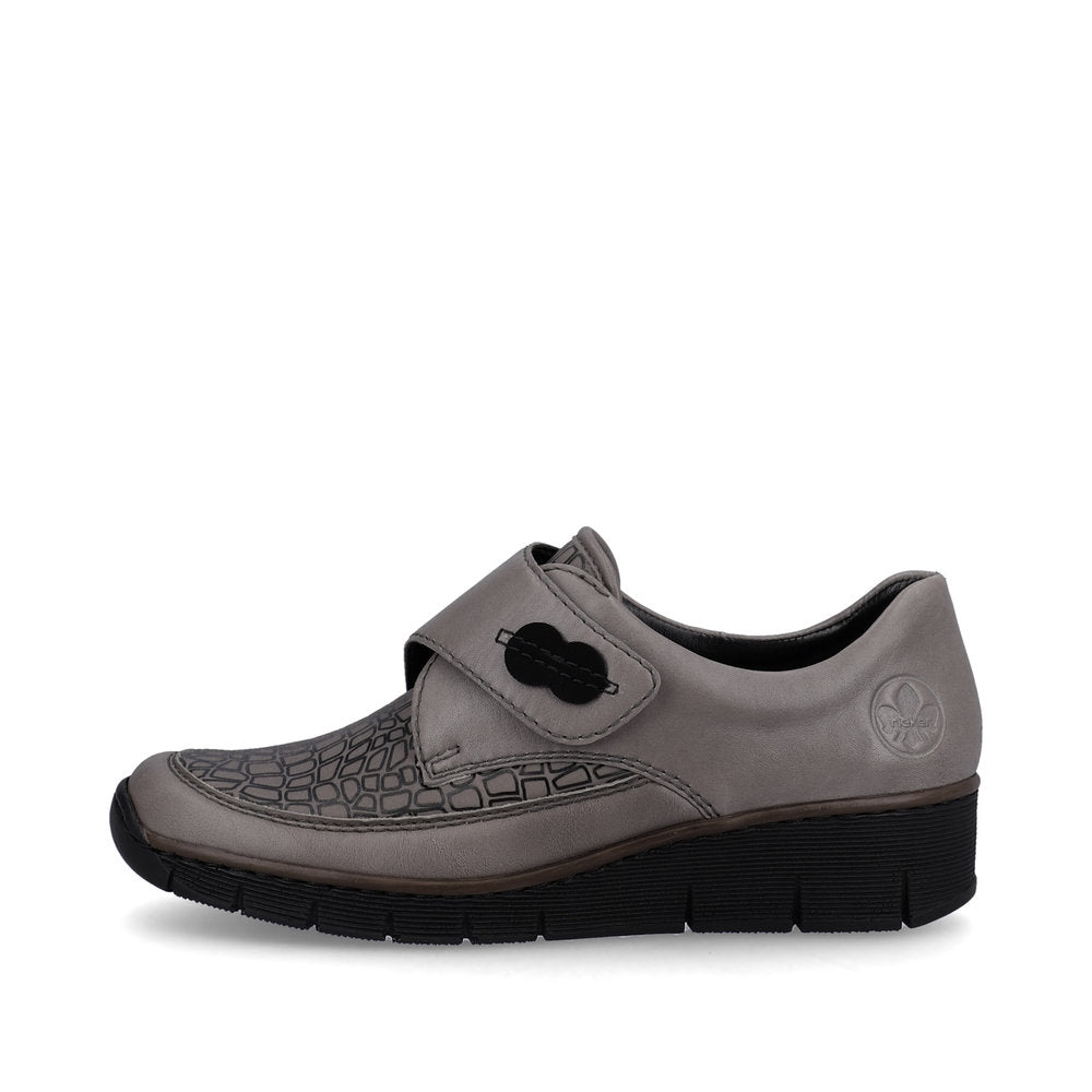 Rieker 537C0-42 Light Grey Velcro Shoes
