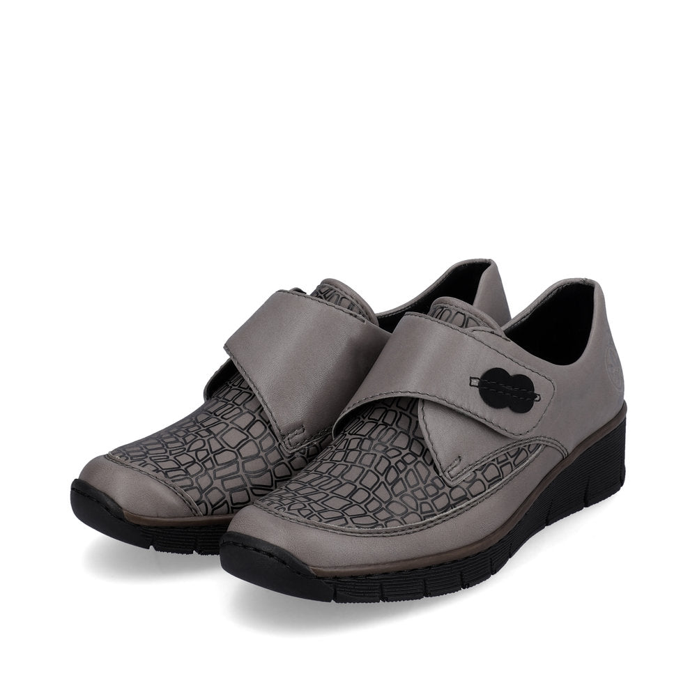 Rieker 537C0-42 Light Grey Velcro Shoes