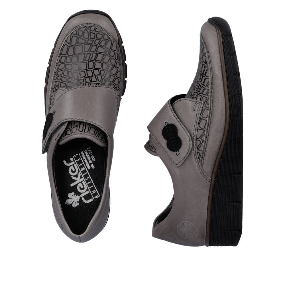 Rieker 537C0-42 Light Grey Velcro Shoes