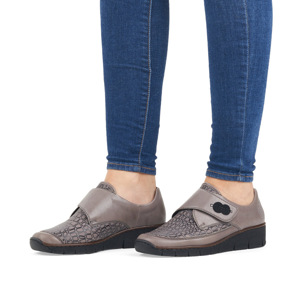 Rieker 537C0-42 Light Grey Velcro Shoes