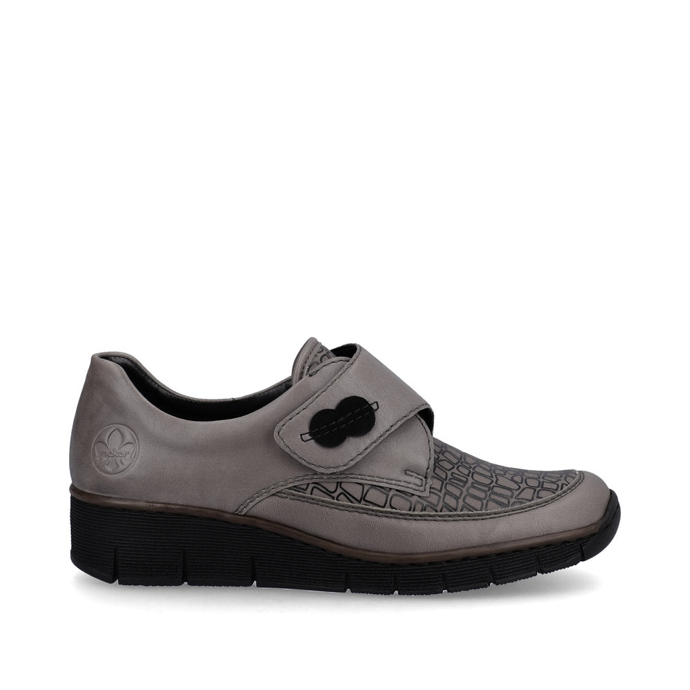 Rieker 537C0-42 Light Grey Velcro Shoes