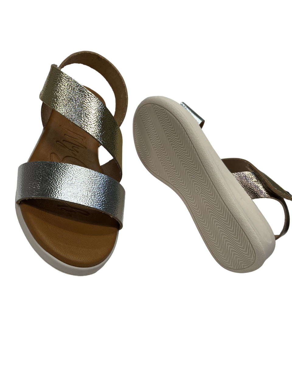 Oh My Sandals 5403 Metallic Combi Velcro Duna Cava Sandals