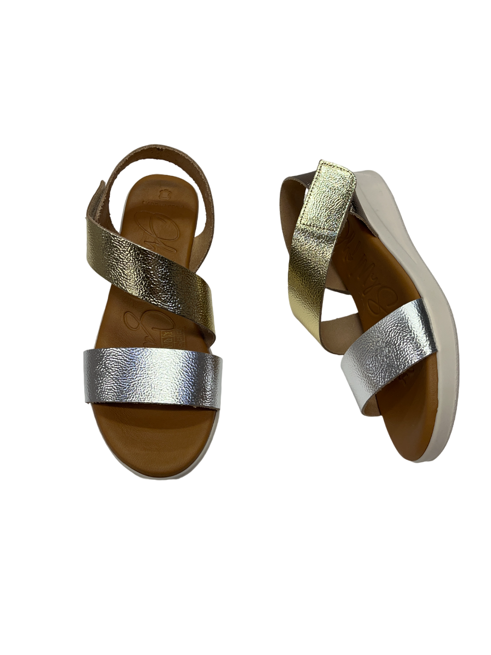 Oh My Sandals 5403 Metallic Combi Velcro Duna Cava Sandals