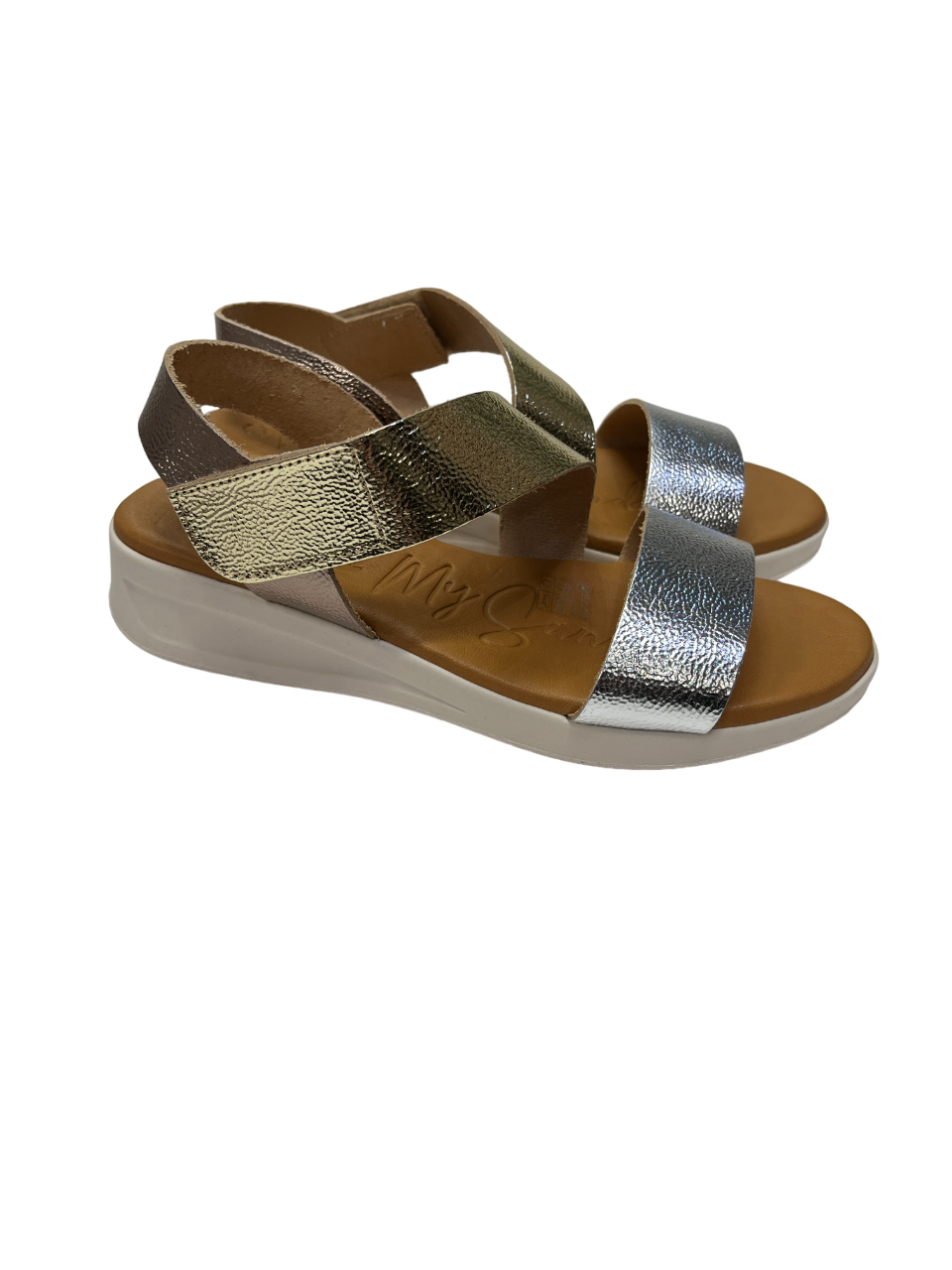 Oh My Sandals 5403 Metallic Combi Velcro Duna Cava Sandals