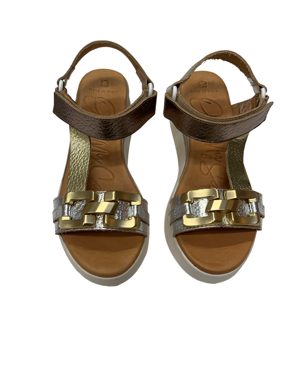 Oh My Sandals 5420 Metallic Combi Chain Doya Plata Sandals