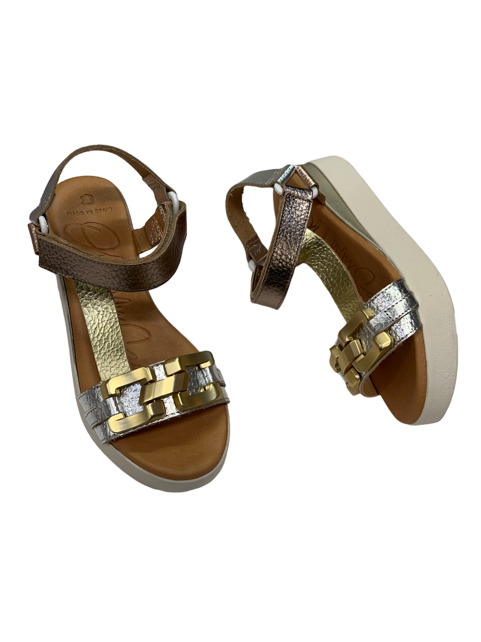 Oh My Sandals 5420 Metallic Combi Chain Doya Plata Sandals