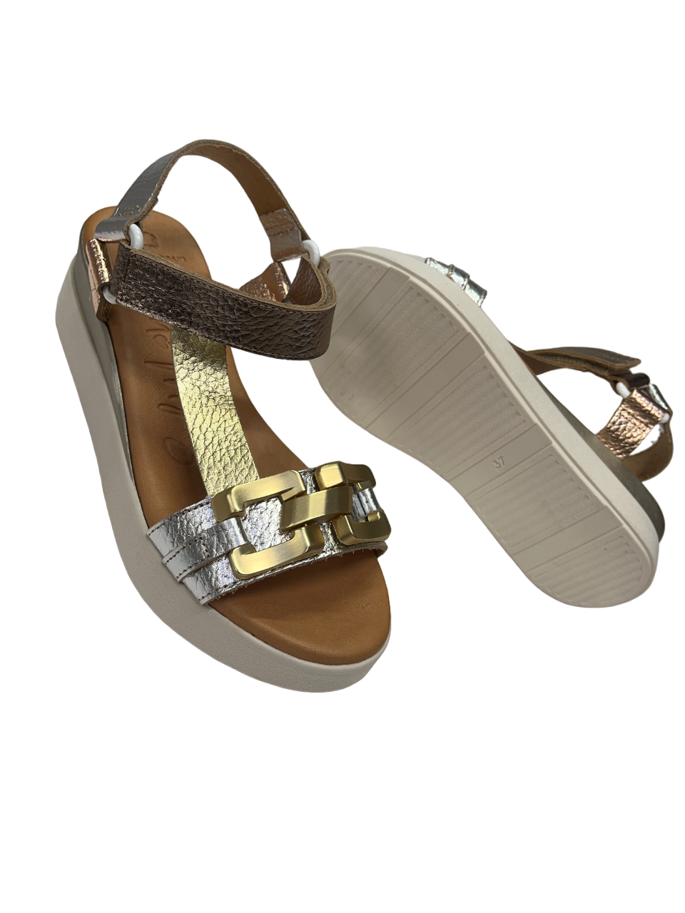 Oh My Sandals 5420 Metallic Combi Chain Doya Plata Sandals