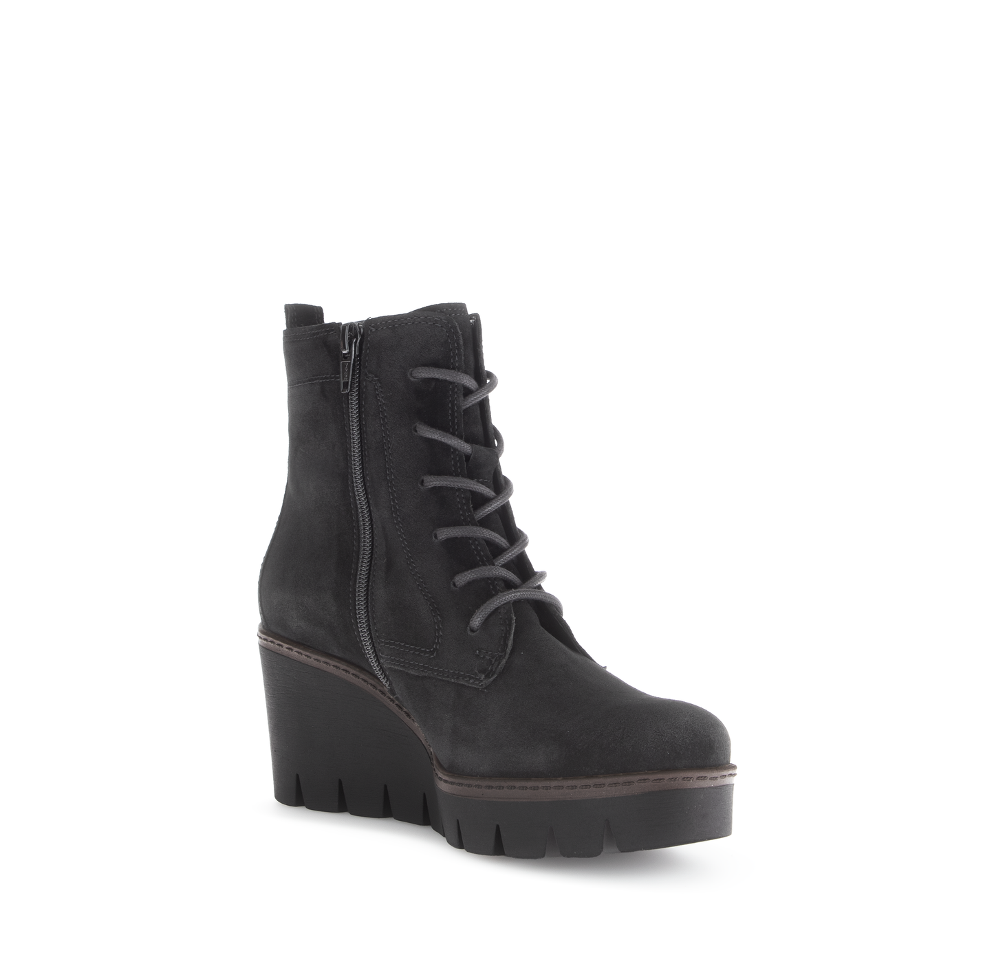 Gabor 54.781.17 Black Wedge Ankle Boots with Laces