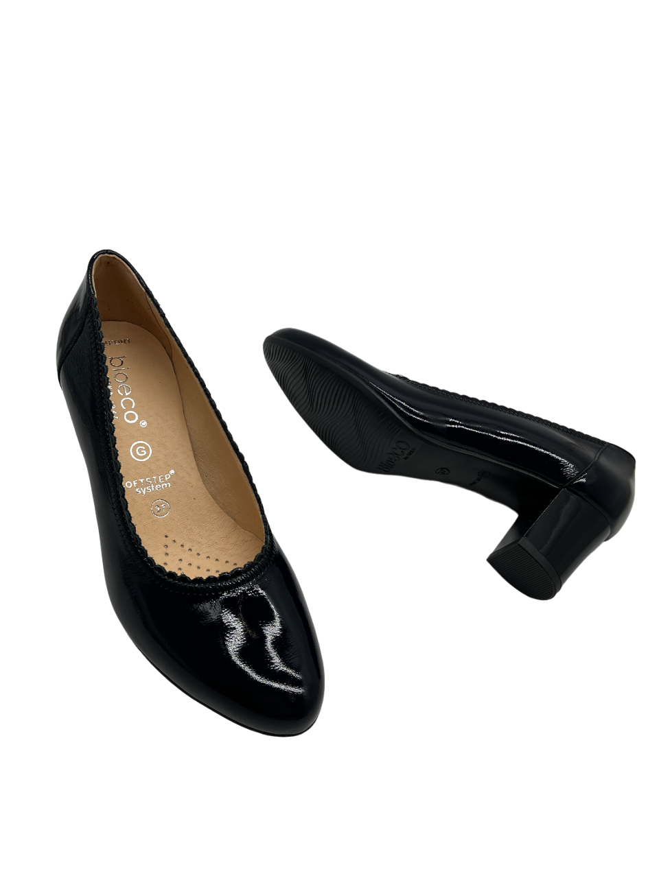 Bioeco by Arka 5527 2293 Navy Patent Block Heels