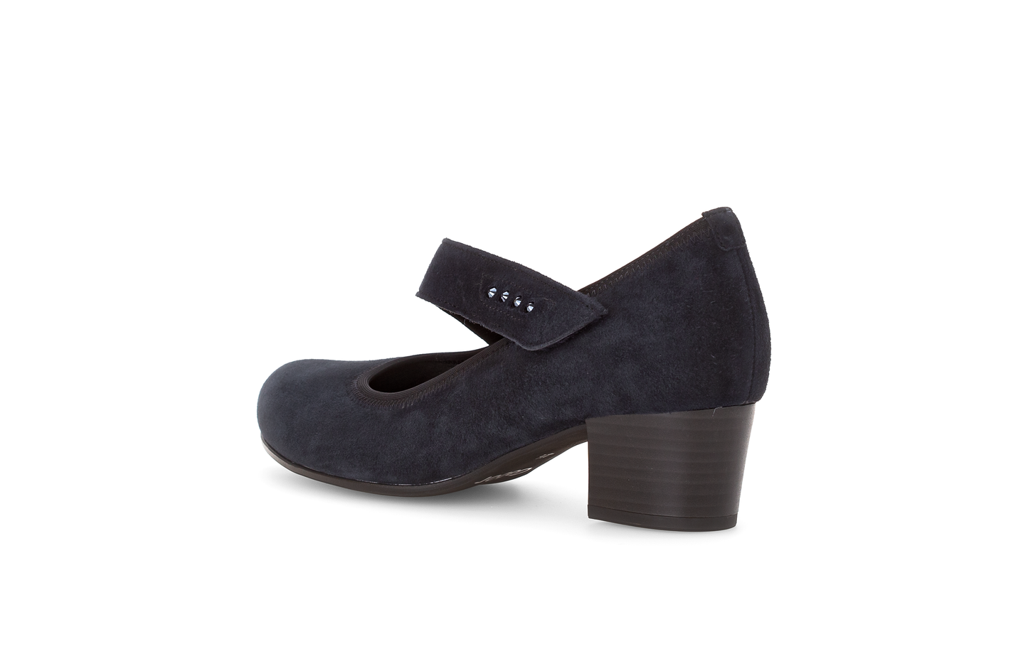 Gabor 56.149.46 Comfort Navy Suede H Fit Velcro Block Heels