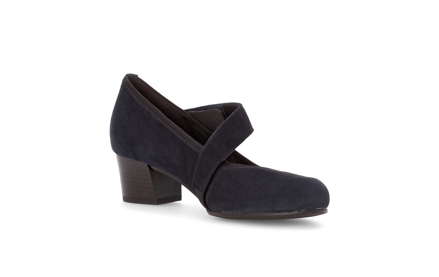 Gabor 56.149.46 Comfort Navy Suede H Fit Velcro Block Heels