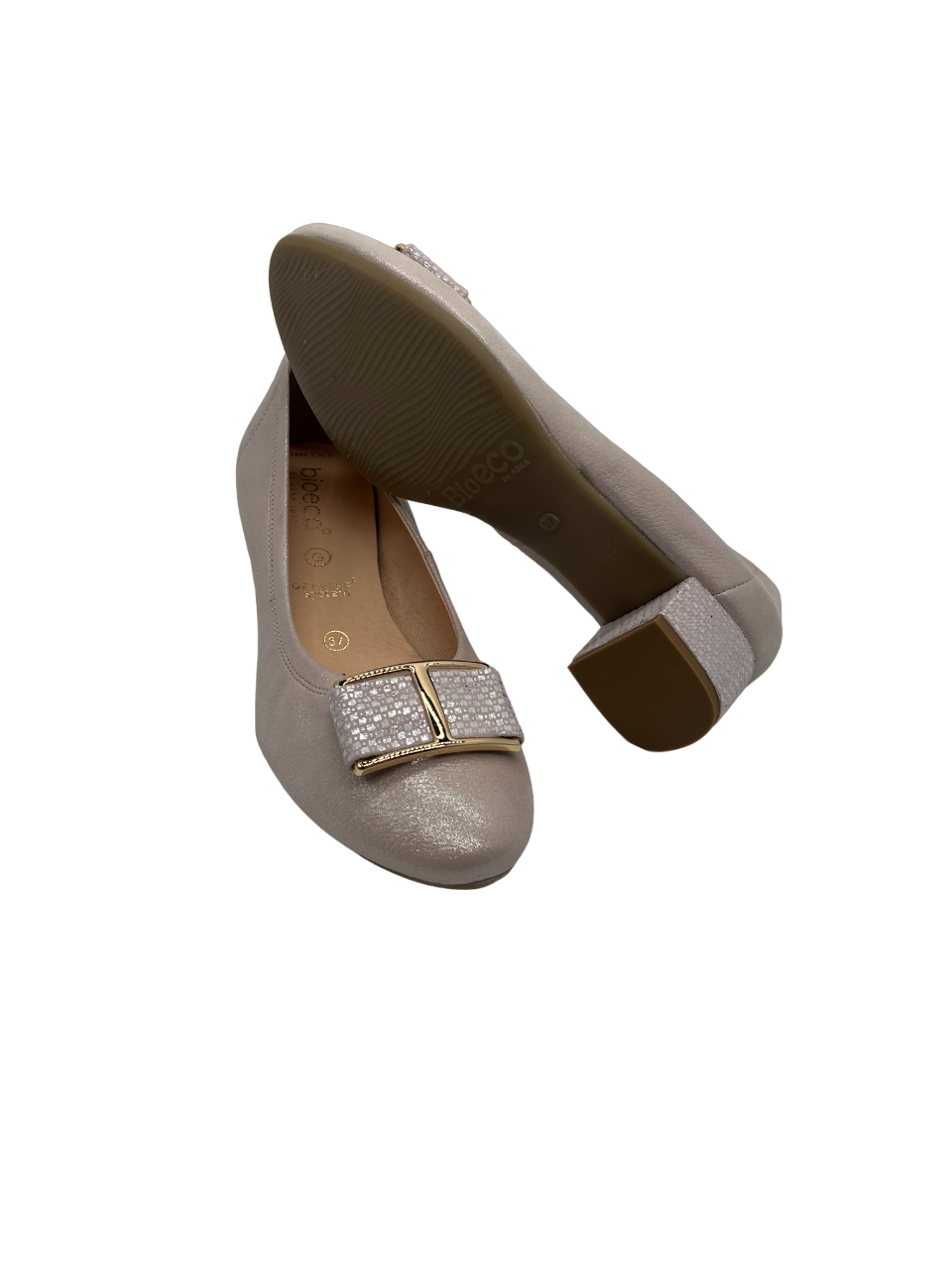 Bioeco by Arka 5632 2067+1893 Metallic Pink Leather Block Heels