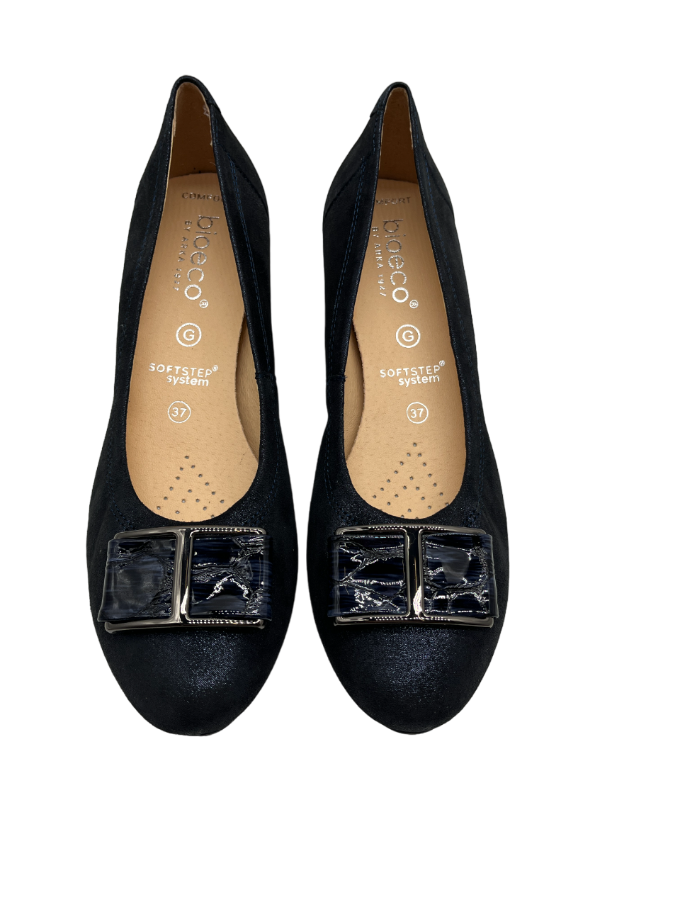 Bioeco by Arka 5632 2558+2307+1290 Navy Shimmer Block Heels