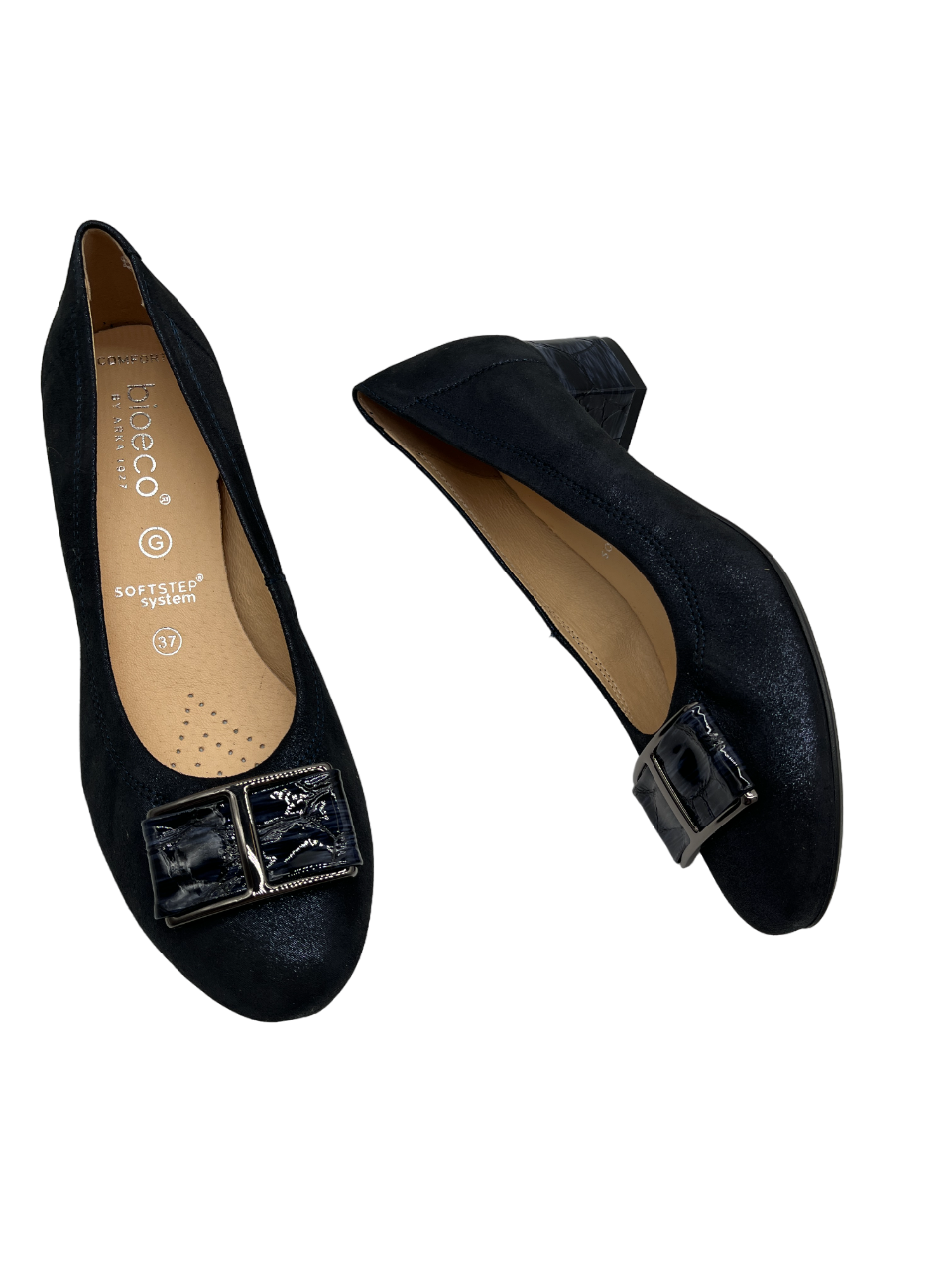 Bioeco by Arka 5632 2558+2307+1290 Navy Shimmer Block Heels