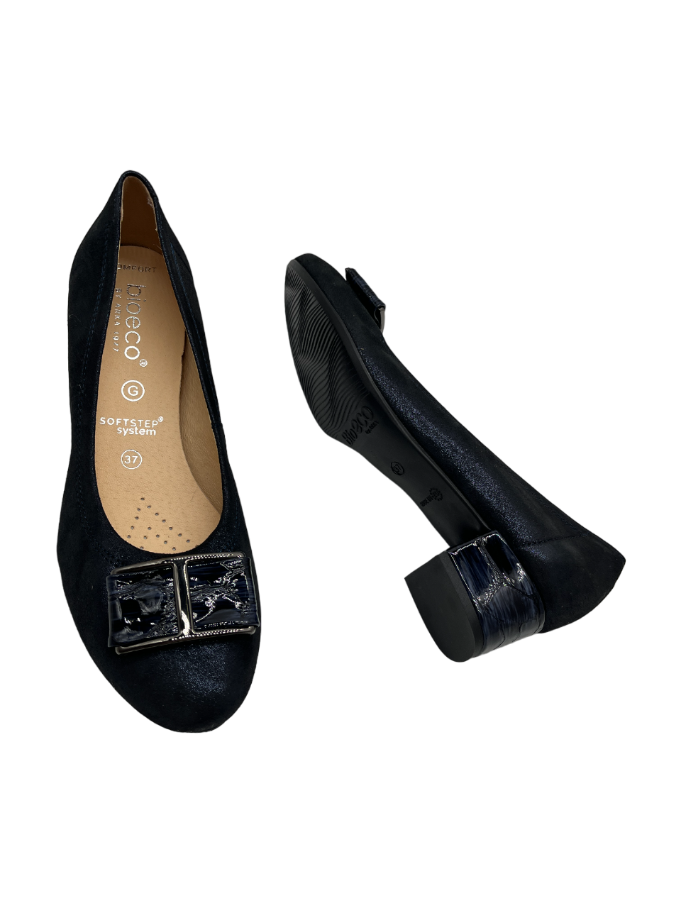 Bioeco by Arka 5632 2558+2307+1290 Navy Shimmer Block Heels