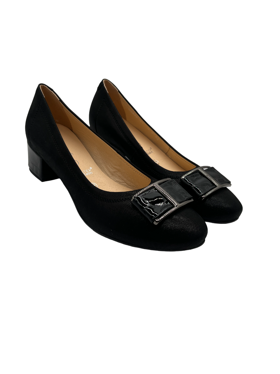 Bioeco by Arka 5632 2677+2308+1290 Black Shimmer Block Croc Heels