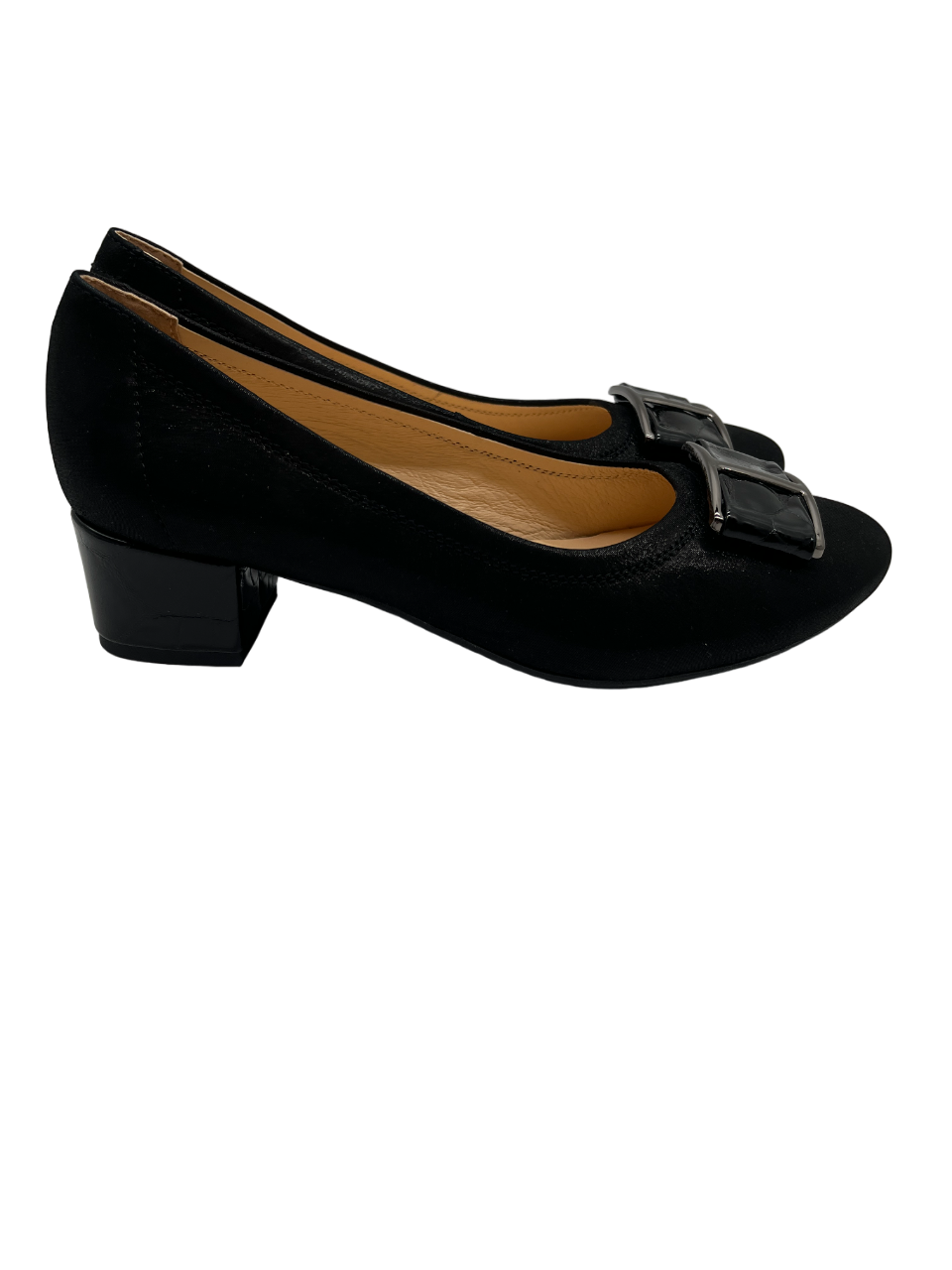 Bioeco by Arka 5632 2677+2308+1290 Black Shimmer Block Croc Heels