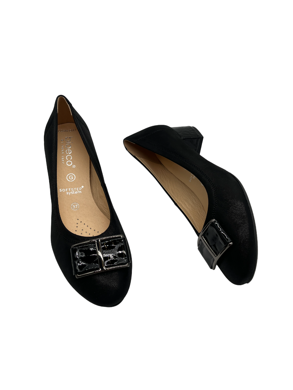 Bioeco by Arka 5632 2677+2308+1290 Black Shimmer Block Croc Heels