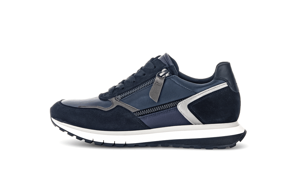 Gabor 56.378.36 Comfort Navy & Black Combi H Fit Sneakers with Zip & Lace