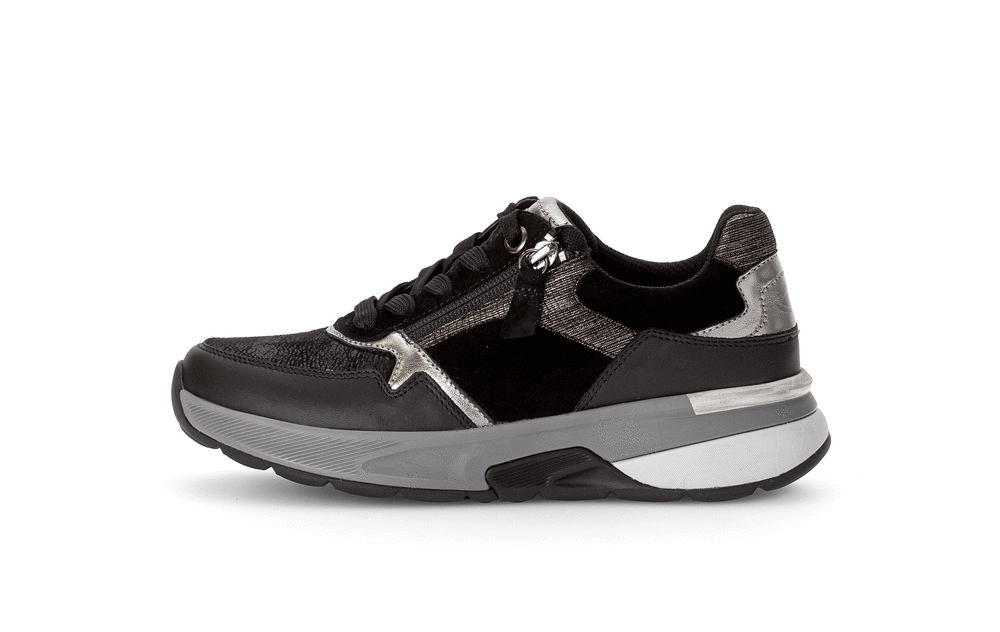 Gabor 56.847.67 Rollingsoft Black & Bronze Combi Sneakers with Lace & Zip