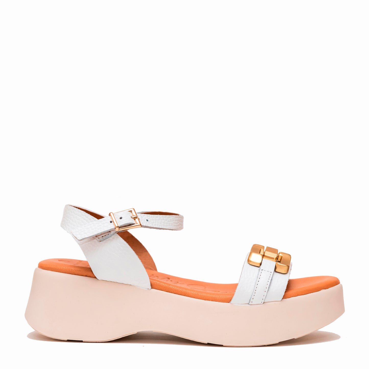 Oh My Sandals 5684 2544 Doya Blanco White Gold Buckle Sandals