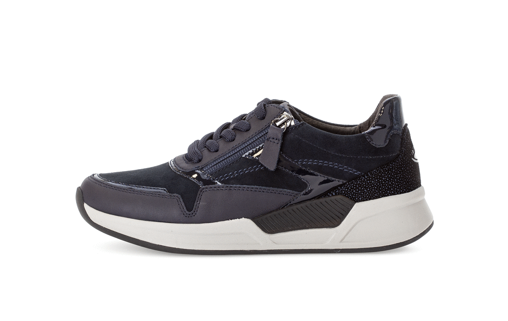 Gabor 56.957.46 Rollingsoft Navy Blue Sneakers with Zip & Lace