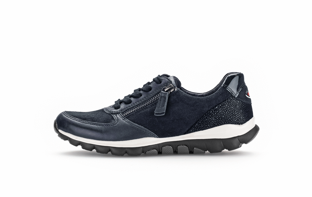 Gabor 56.968.66 Rollingsoft Navy Blue Sneakers with Zip & Lace