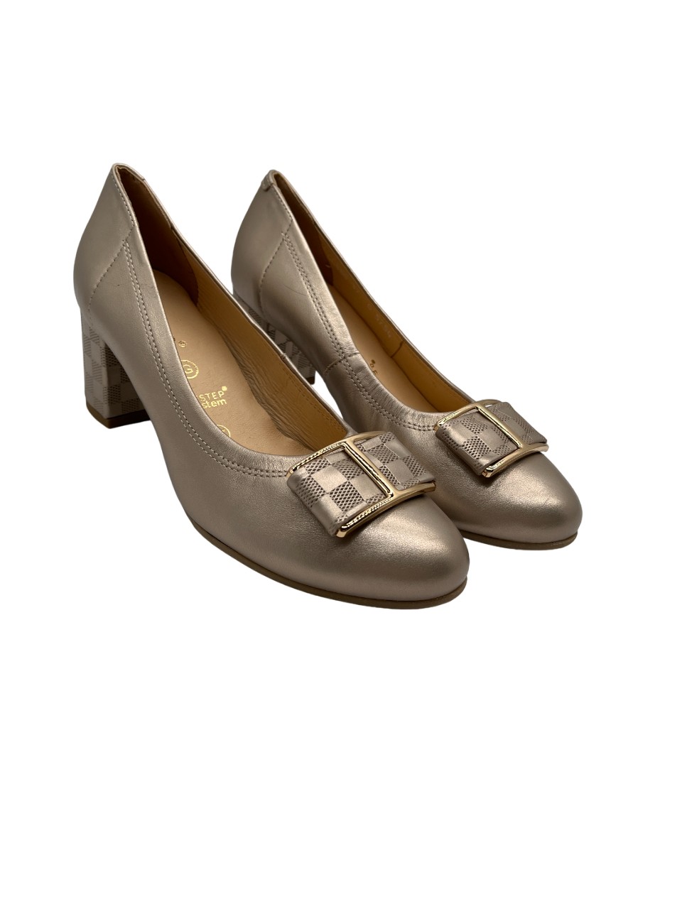 Bioeco by Arka 5754 2244+2244 Gold Leather Block Heels